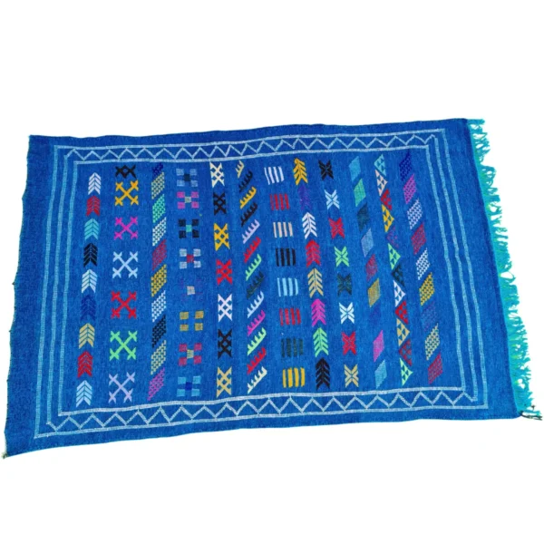 Blue Berber Kilim Rug 3.3 x 5 FT - Image 3