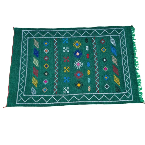 green Moroccan Berber kilim rug   3 x 5 FT - Image 3