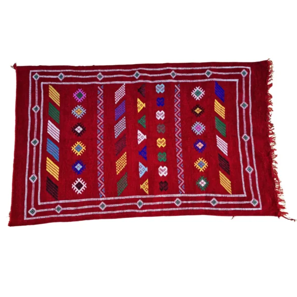 Red Moroccan Berber kilim rug   3 x 5 FT - Image 2