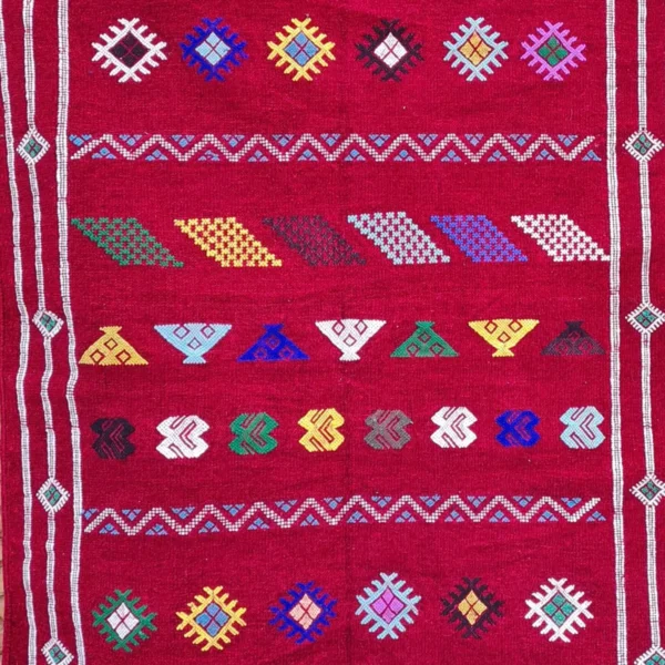 Red Moroccan Berber kilim rug   3 x 5 FT - Image 3